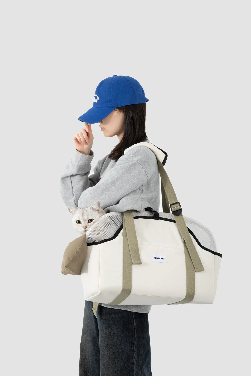 Pet Carrier Shoulder Bag – Removable Mesh Top for Cats & Small Dogs
