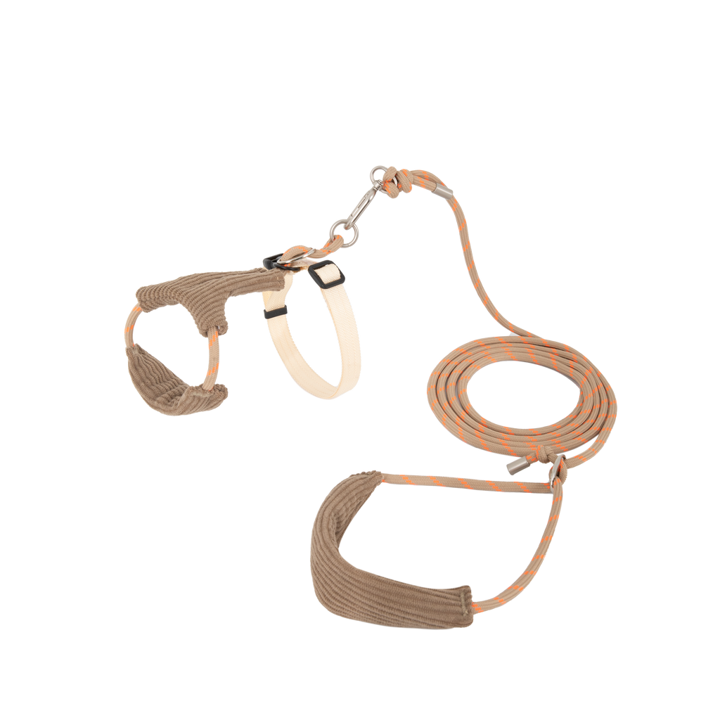 Corduroy Cat Harness & Leash Set – Escape-Proof, Hands-Free Walking