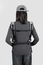 Back view of HiDREAM Mountain Series Chest Pet Tote showing adjustable padded shoulder and chest straps for ergonomic support.