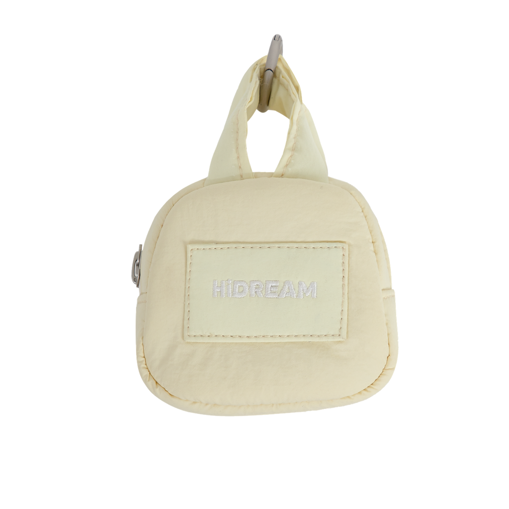 Stylish yellow HiDREAM Dog Poop Bag Holder with wide opening and leash clip, ideal for pet owners on the go.