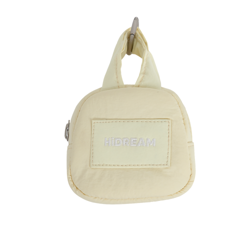 Stylish yellow HiDREAM Dog Poop Bag Holder with wide opening and leash clip, ideal for pet owners on the go.