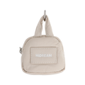HiDREAM Dog Poop Bag Holder in beige with hands-free clip and compact design for easy pet waste management on walks.