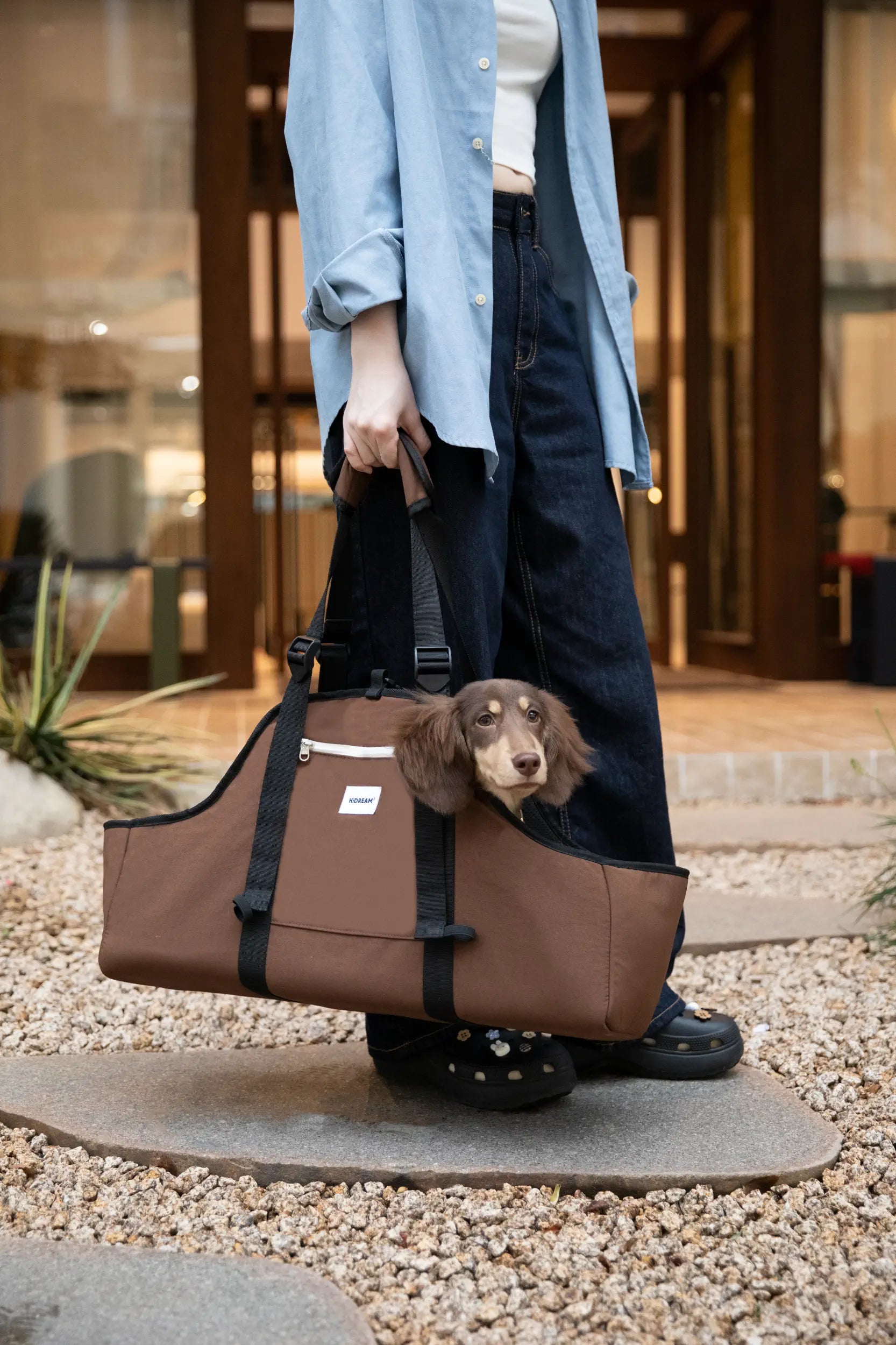 Open-Top Dachshund Carrier Tote – Shoulder, Crossbody & Hand Carry