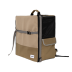 HiDREAM Pet Car Seat Backpack – Dual Use Carrier for Small Dogs & Cats in tan and black, shown in upright backpack mode with side pocket.