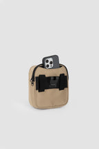 Rear phone pocket and belt clip on the Terracotta Brown dog treat pouch