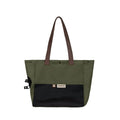 Front view of green HiDREAM Padded Tote Bag with mesh panel and brown handles, ideal for stylish and breathable pet carrying.