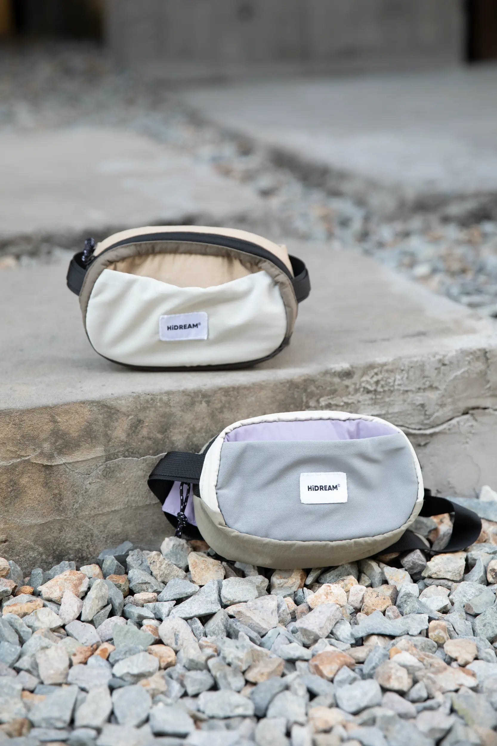 Chestnut Brown and Dusk Mauve HiDREAM dog walking waist bags outdoors
